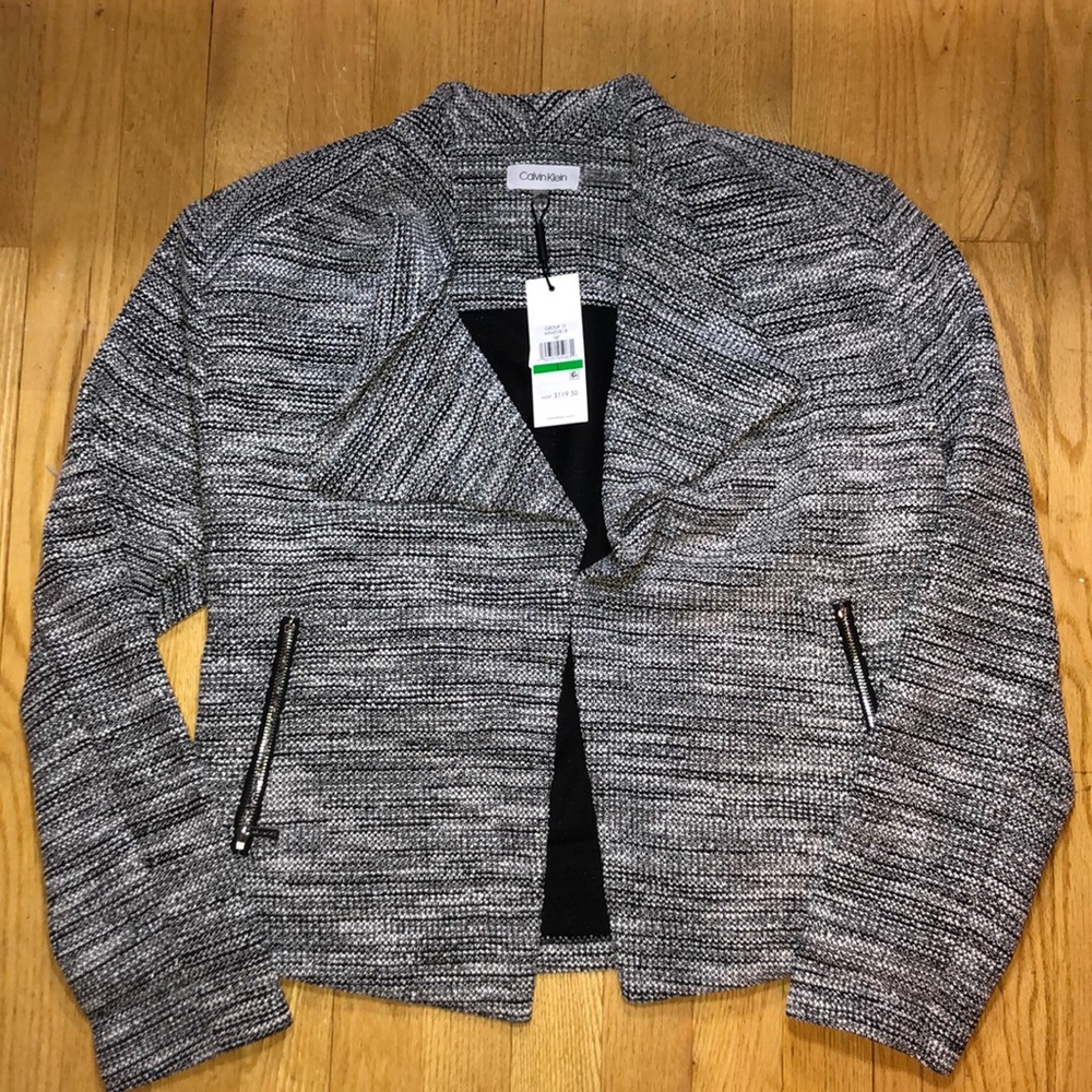 Calvin Klein womens tweed flyaway jacket